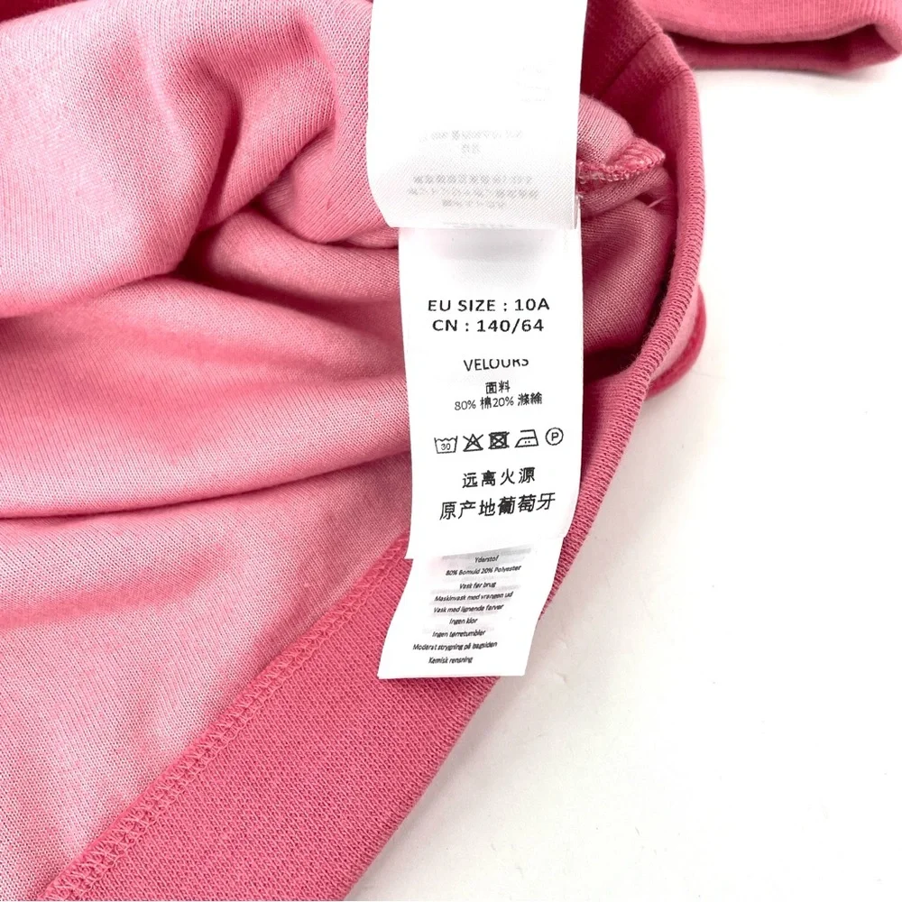 BONTON NWT Kids Velour Pink Embroidered Pullover Puff Shoulder Sweatshirt Top